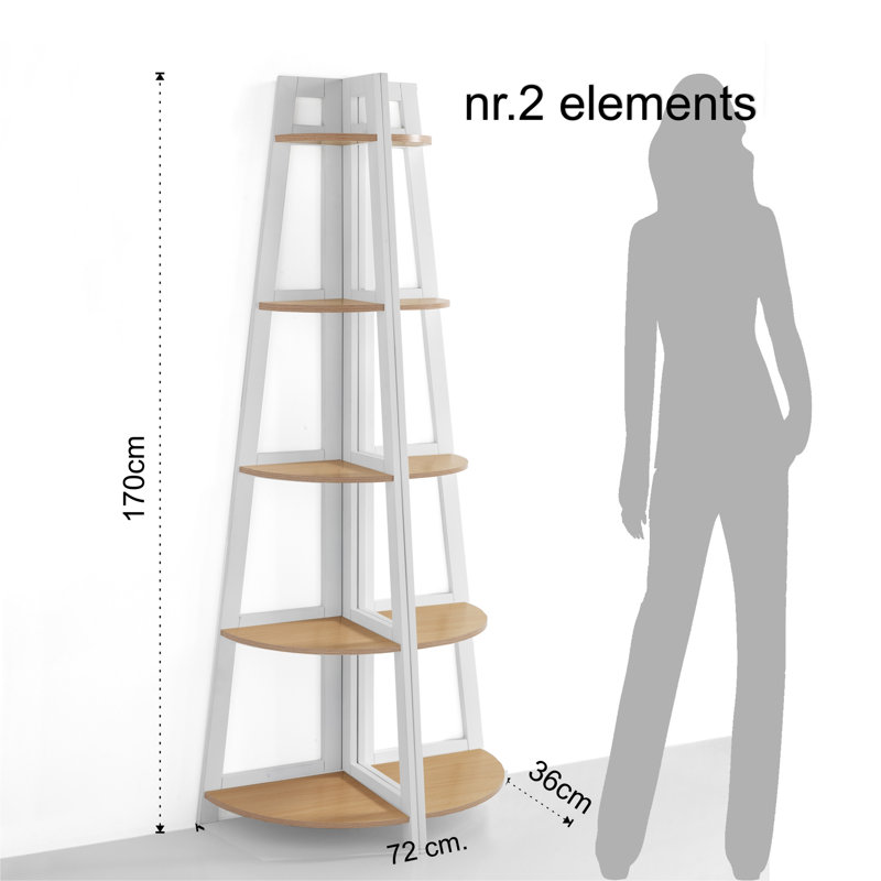 Kain 170 cm H x 36 cm W Corner Bookcase