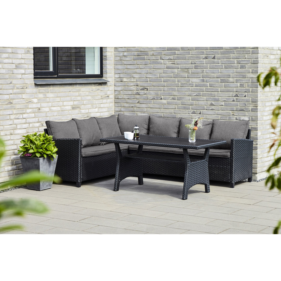 5-Sitzer Lounge-Set Canterbury aus Polyrattan mit Polster