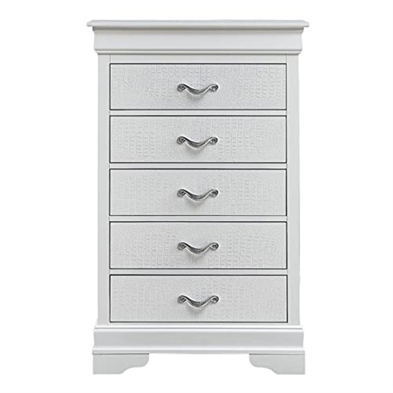 Eduardo 5 Drawer Chest, Pearl White
