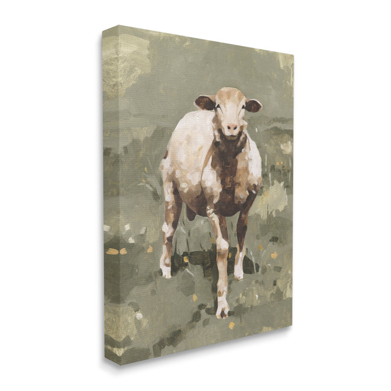 Sourire, printemps, mouton, vert, pissenlit, champ, Toile tendue, H 48 po x l 36 po