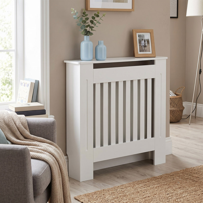 Modern Vertical Slat Radiator Cover, 83cm H x 78cm W x 19cm D