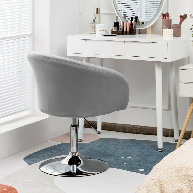 Swivel Upholstered Velvet Adjustable Height Counter Stool, Gray