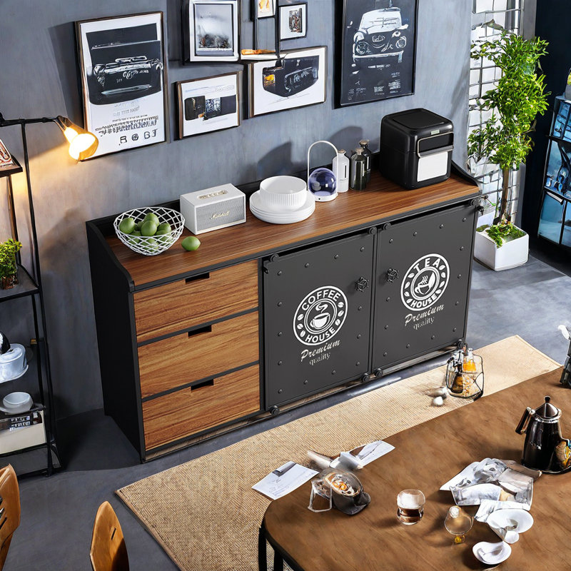 Buffet Mihoyo, Noir, H 35,4 po x l 78,7 po x P 15,7 po