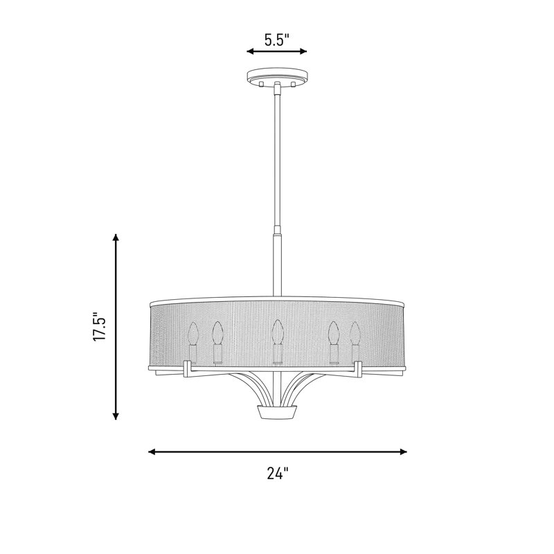  Lustre 6 lumières en laiton chaud Wynwood, 20" H x 30" W x 30" D, Six lumières