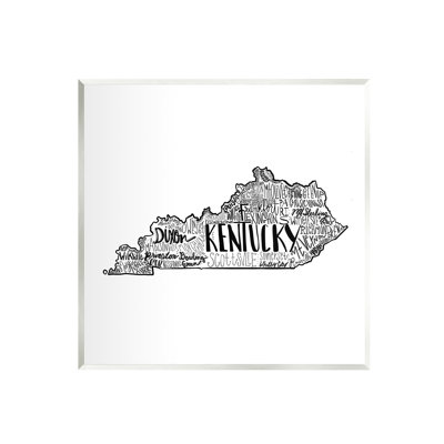 «Kentucky State Shape Typographie Map», art mural sur plaque par The Morning Evening Post