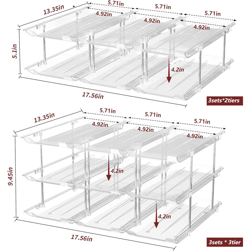 Organisateur de garde-manger et de réfrigérateur à 2 niveaux transparent à 2 niveaux - Peut contenir 24 boissons gazeuses / conserves