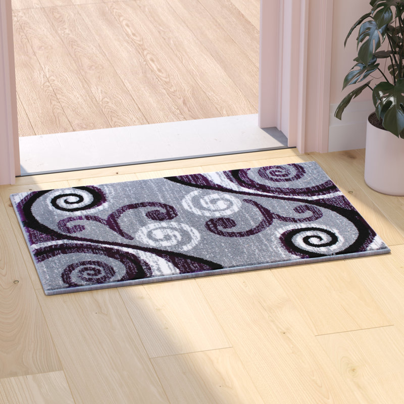 Tapis intérieur à motif abstrait tourbillonnant Aarley-Ray, Rectangle 2 pi x 3 pi
