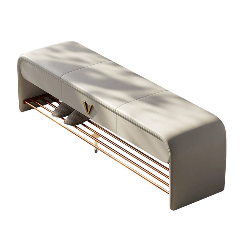 Banc de rangement rembourré pour chaussures, Beige
