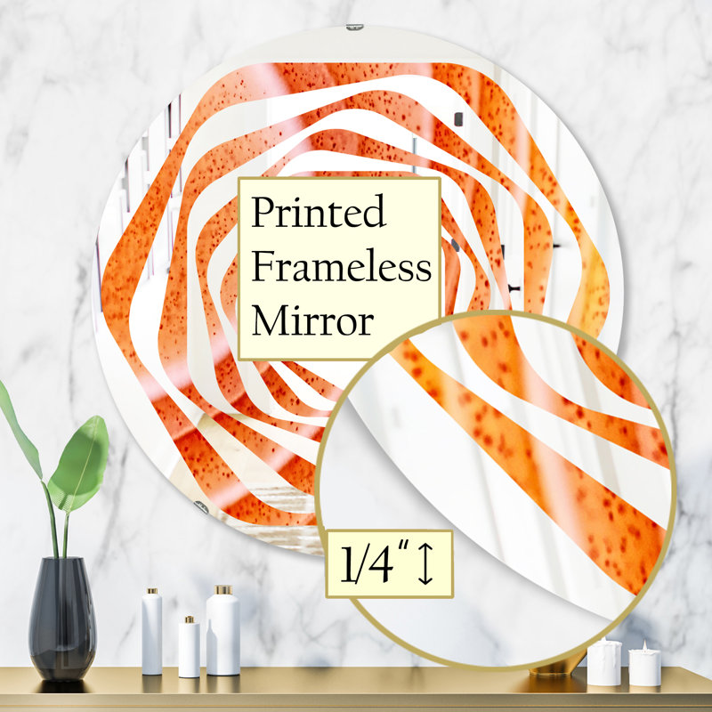 Miroir mural moderne sans cadre, H 23,6 po x l 23,6 po, Feuilles minimes