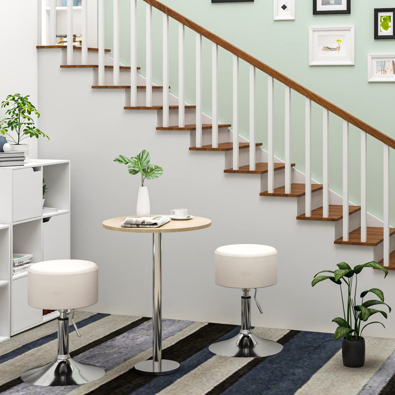 Figen Swivel Upholstered Counter Stool with Metal Frame, White