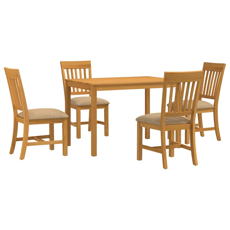 4 -Person Oak Solid Wood Dining Set, Beige, Beige, Beige, Beige