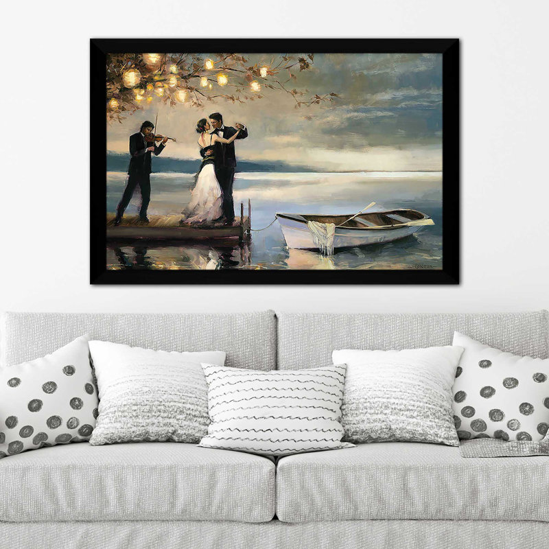 «Twilight Romance» par Steve Henderson - Peinture, Cadre noir, H 21,5 po x l 27,5 po, Noir