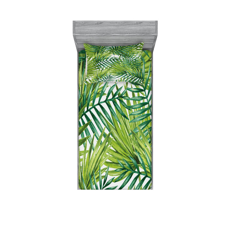 Drap-housse et coussin décoratif Ambesonne, Ensemble de draps pour lit simple très long + 3 p