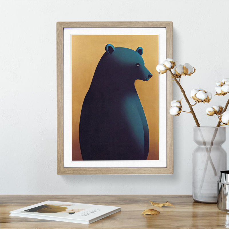 Peaceful Bear - Single Picture Frame Print, 46cm H x 34cm W x 2cm D, Oak Framed