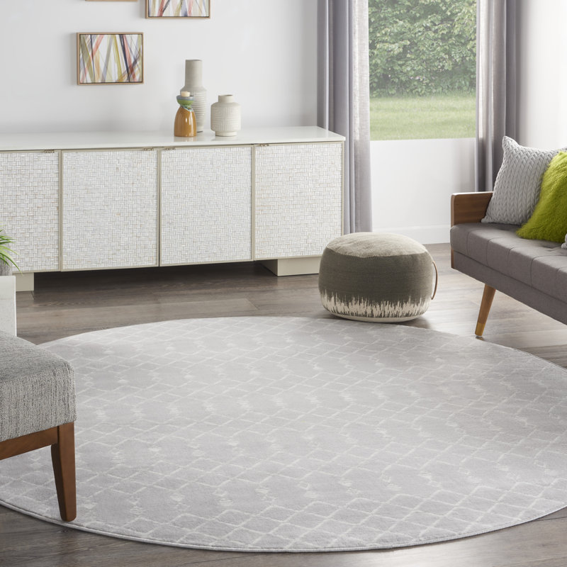 Tapis gris / ivoire Casimier, Rond 8 pi