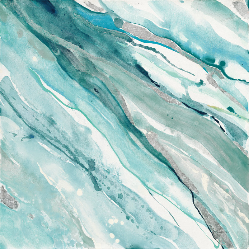 Silver Springs II bleu vert, H 12 po x l 12 po, Imprimé à cadre doré, Oui