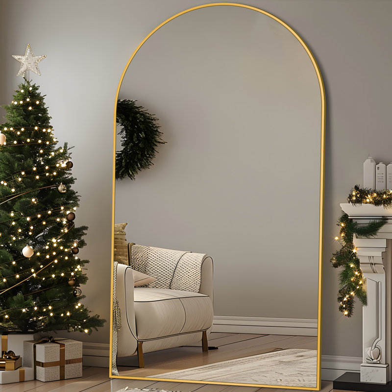 Arched  Metal Oversized Full-Length Mirror, Gold, 81" x 41"