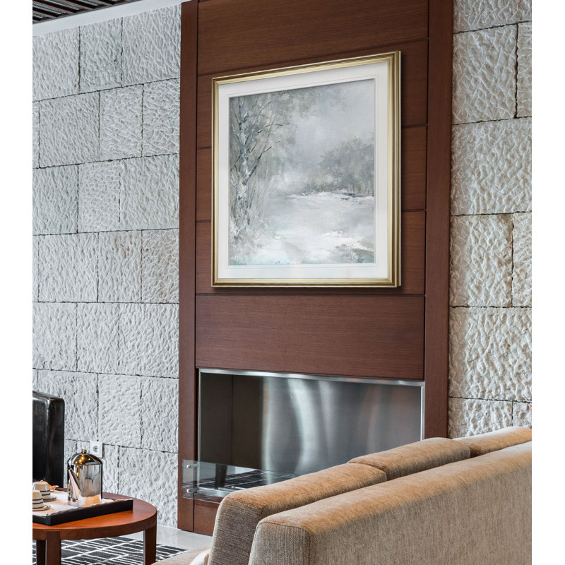 «Winter Wonderland», reproduction de peinture à l'huile, H 27 po x l 27 po x P 1,5 po, Cadre doré