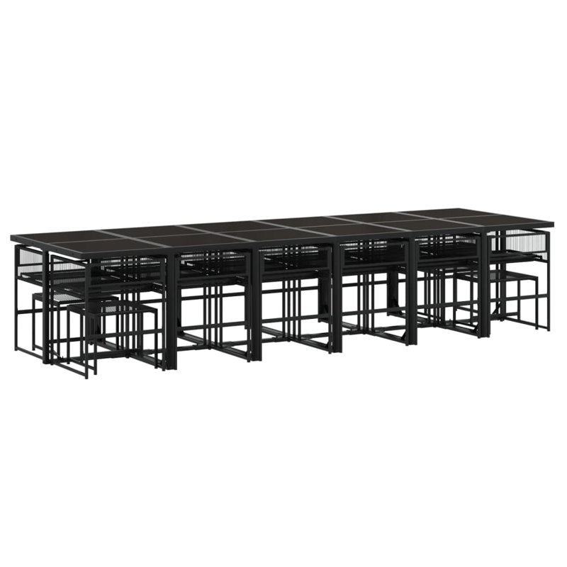 Enya 16 - Person Wicker Patio Dining Set with Rectangular Table, 1 table+12 chair+4 ottoman