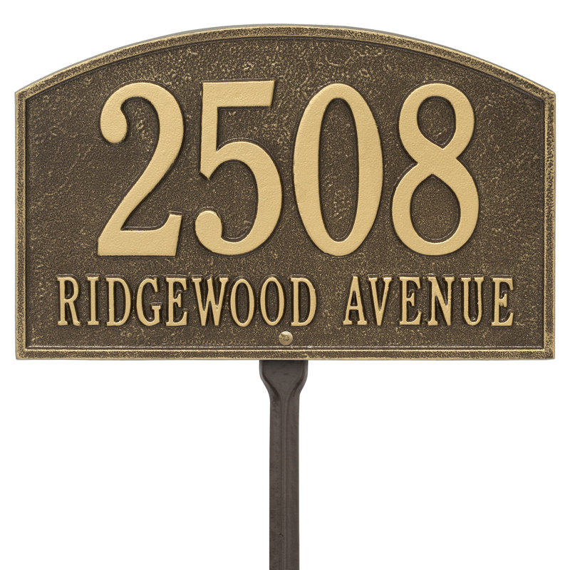 Legacy 2-Line Lawn Address Sign, Antique Brass, Yes