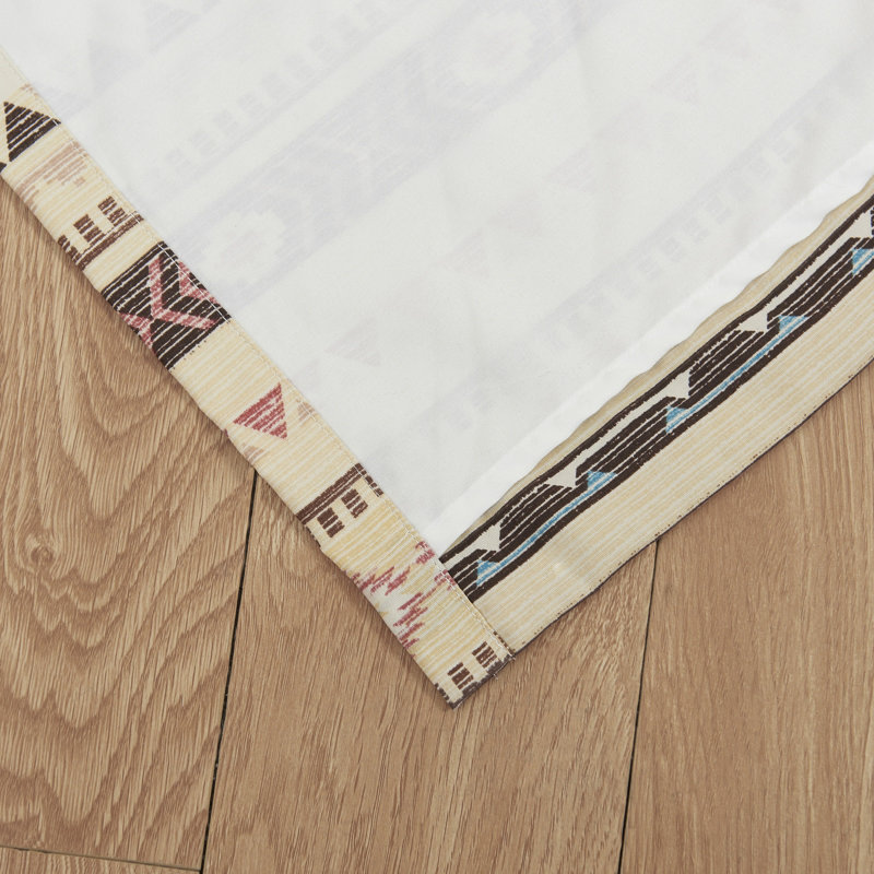 Phoenix Beige Southwest Geometric Light-Filtering Grommet Curtain Panels