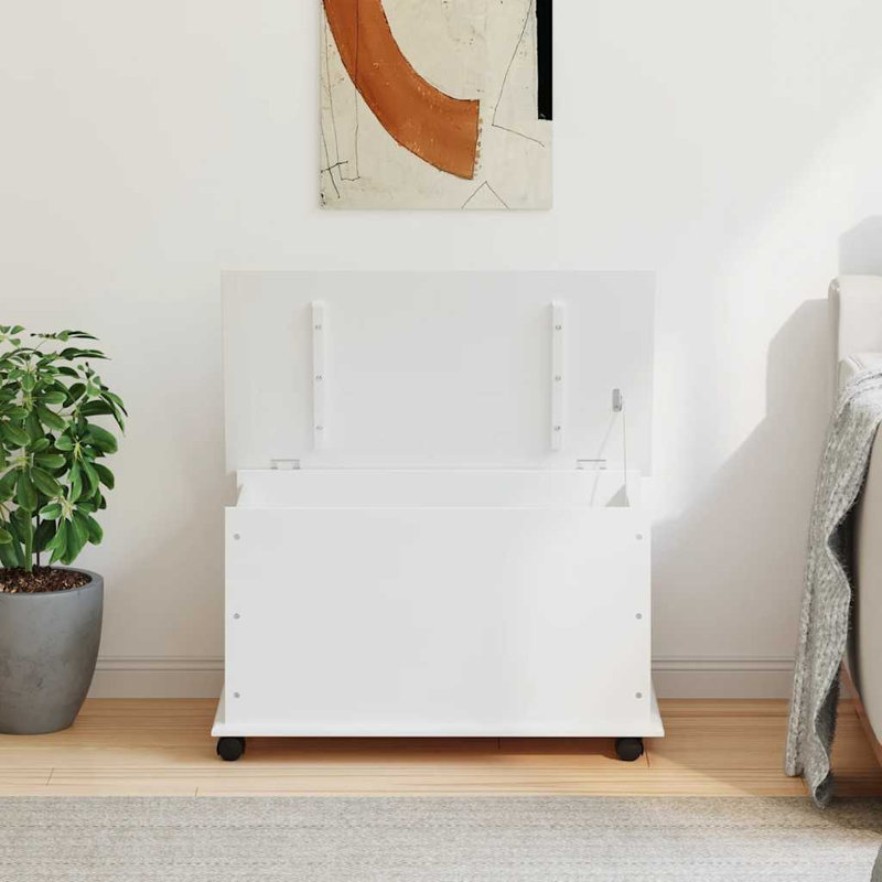 Coffre de rangement coffre de rangement en bois de pin massif blanc 70L