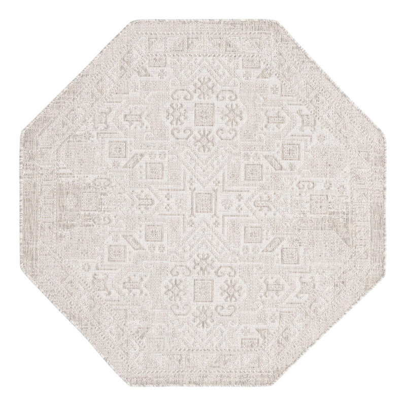 Tapis intérieur / extérieur naturel Arletha Southwestern, Octogone 5 pi 3 po