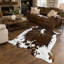 Tapis en cuir de vache véritable brun et blanc 6 x 7 - tapis en peau de vache véritable