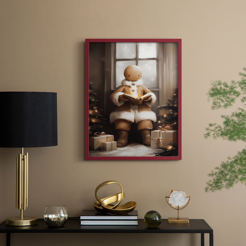 Art des Fêtes de Noël - série 2 - CCXCV, reproduction encadrée - bois massif, Rouge, H 21 po x l 17 po