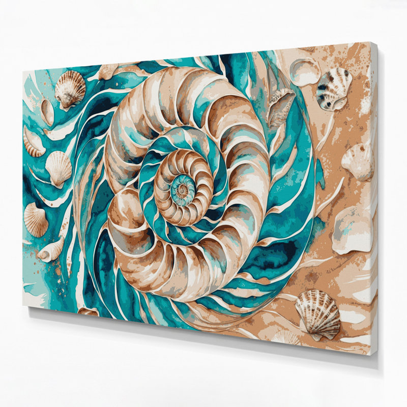 Hawaiian Seashells, toile d'art beige sur toile, H 20 po x l 30 po