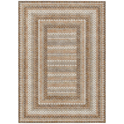 Machine Washable Indoor/Outdoor Xhevrie Chocolate Rug