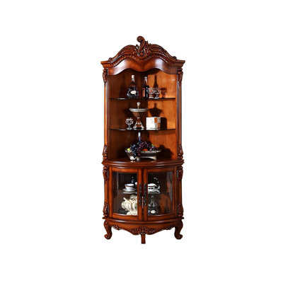 Solid Wood Birch Tempered Glass brown Fake Fireplace Entrance Cabinet