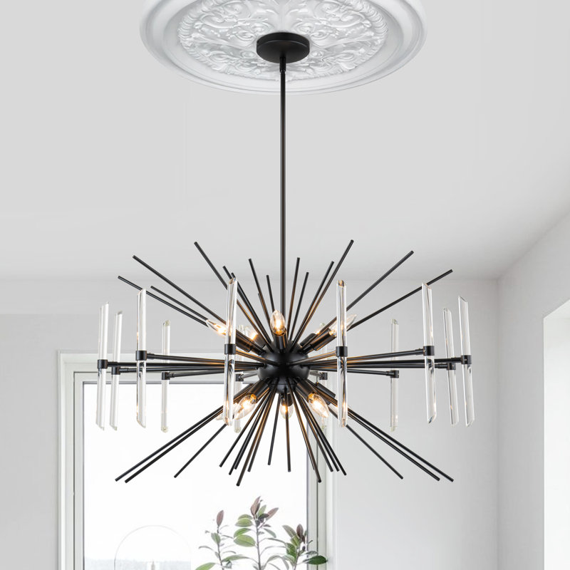 Lustre linéaire moderne en verre sphérique Spoutnik à 10 lumières Kethry