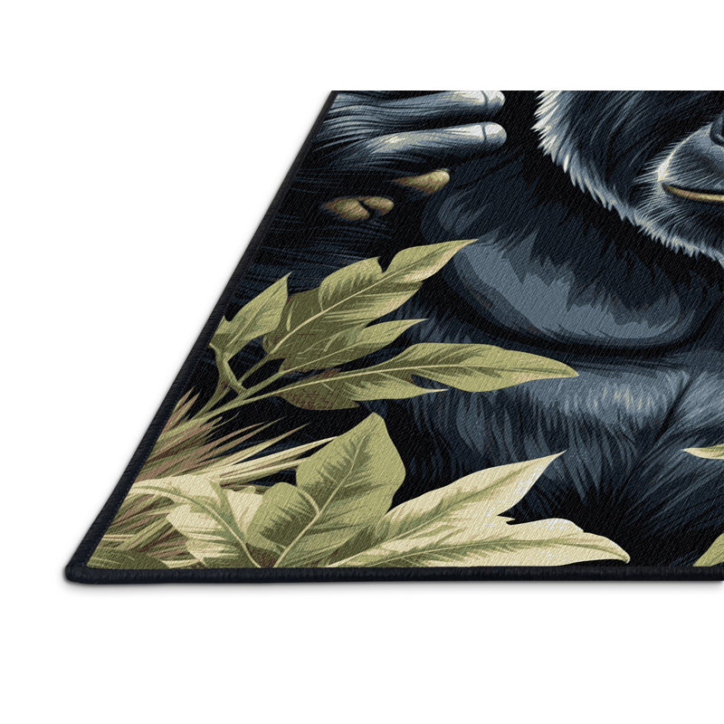 Washable Mountain Gorilla Wildlife Area Rug, Rectangle 7' x 10'