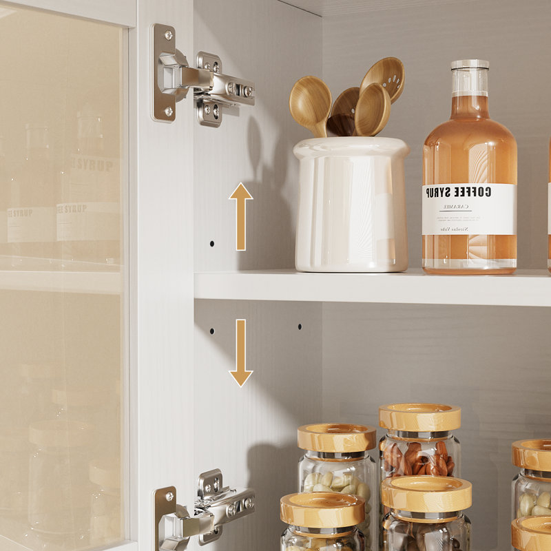  72.5"H Kitchen Pantry With Glass Door And Microwave Shelf, White