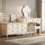Meuble-lavabo extensible ivoire en bois massif