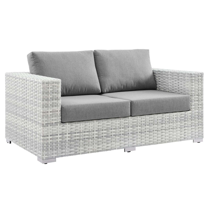 Canapé modulaire d'extérieur en osier de 63 po de largeur avec coussins Convene, gris