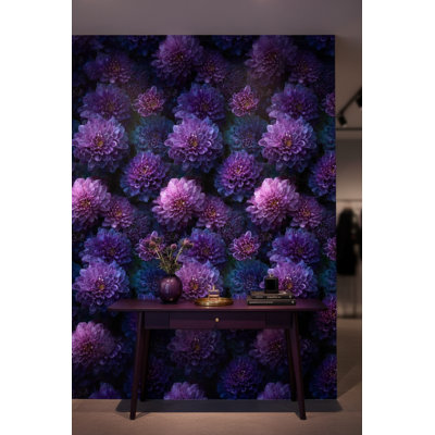 Papier peint floral mauve vibrant