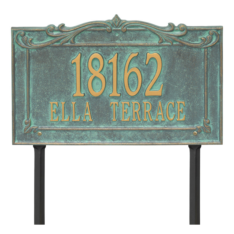 Signature Series 2-Line Lawn Address Sign, Bronze, Yes, Verdigris