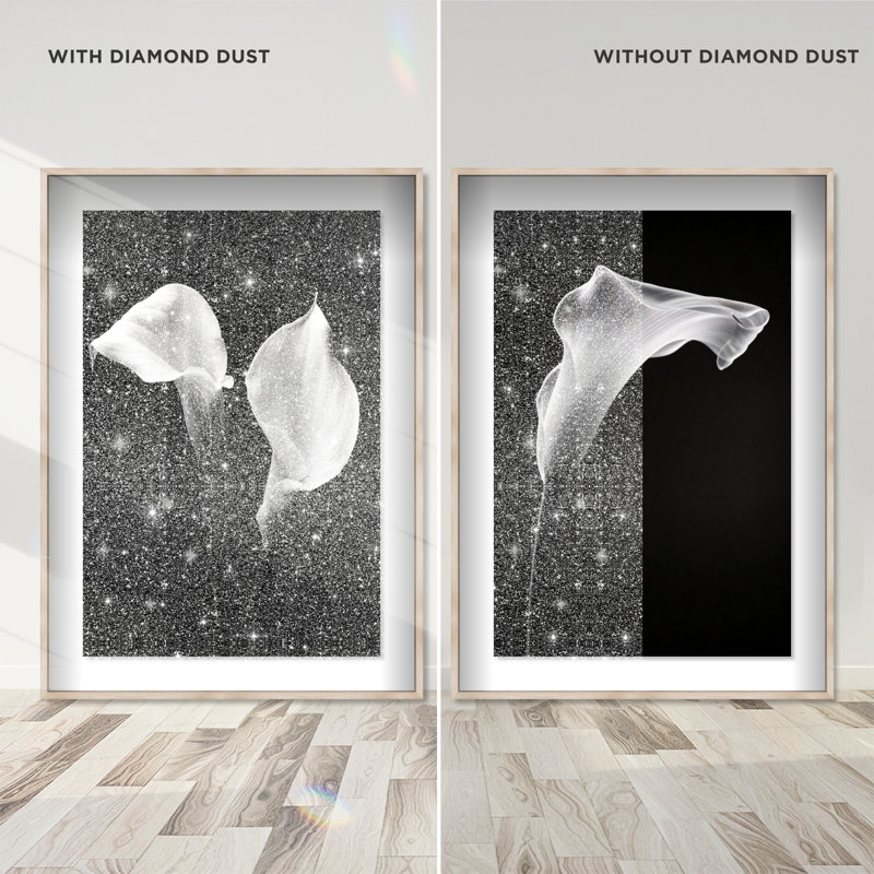 Calla Lily Set Shadowbox Floral & Botanical Print by Oliver Gal, Black Frame, 10 x 15, 37" H x 25" W, Natural Oak Shadowbox