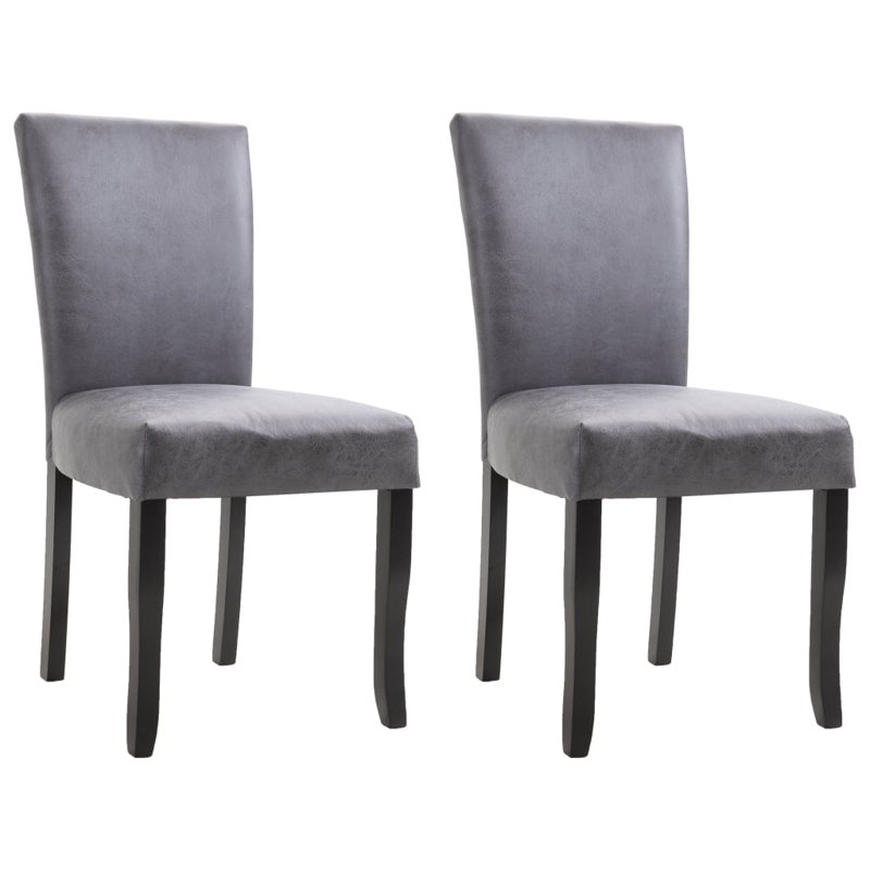 Dining Chairs Side Chair with Solid Wood Legs for Kitchen Faux Leather, Gray