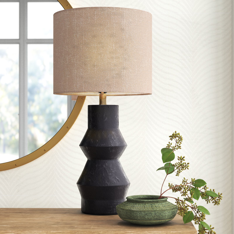 Jefferson Ceramic Table Lamp, Light Brown, Black