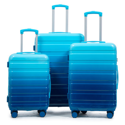 20 po / 24 po / 28 po 3 pièces / ensemble dans une valise à roulettes pivotantes pour PC, valise de transport, avec dégradé de couleurs et serrure à combinaison, convient aux vacances en voyage / aux voyages d'affaires / à la vie universitaire