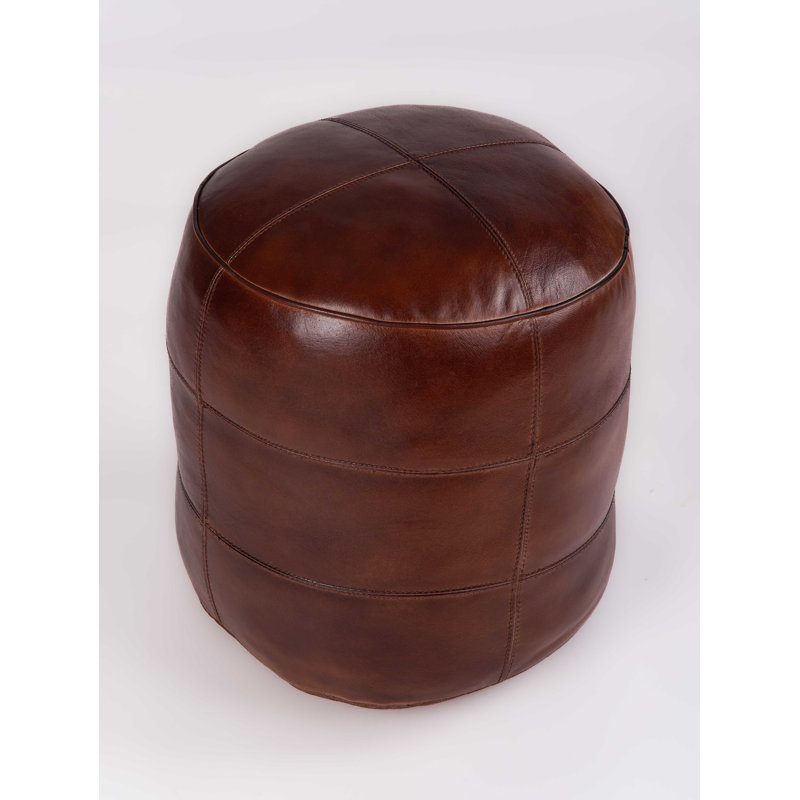 Conisbrough Leather Ottoman, 12" H x 21" W x 21" D