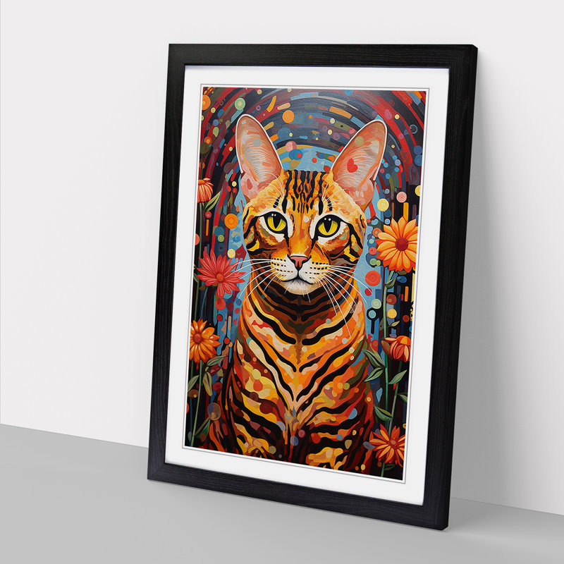 Bengal Cat Modern Art - Framed Print, Black Framed, 34cm H x 25cm W x 2cm D