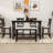 Daury 6Pcs Counter Height Dining Set with 4 Upholstered Chairs, Bench and Storage Shelf-2094039488