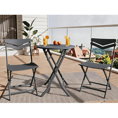 Ensemble bistro 3 pièces pliable, ensemble de table et chaises de patio intérieur et extérieur, ensemble d'économie d'espace dans la cour jaune