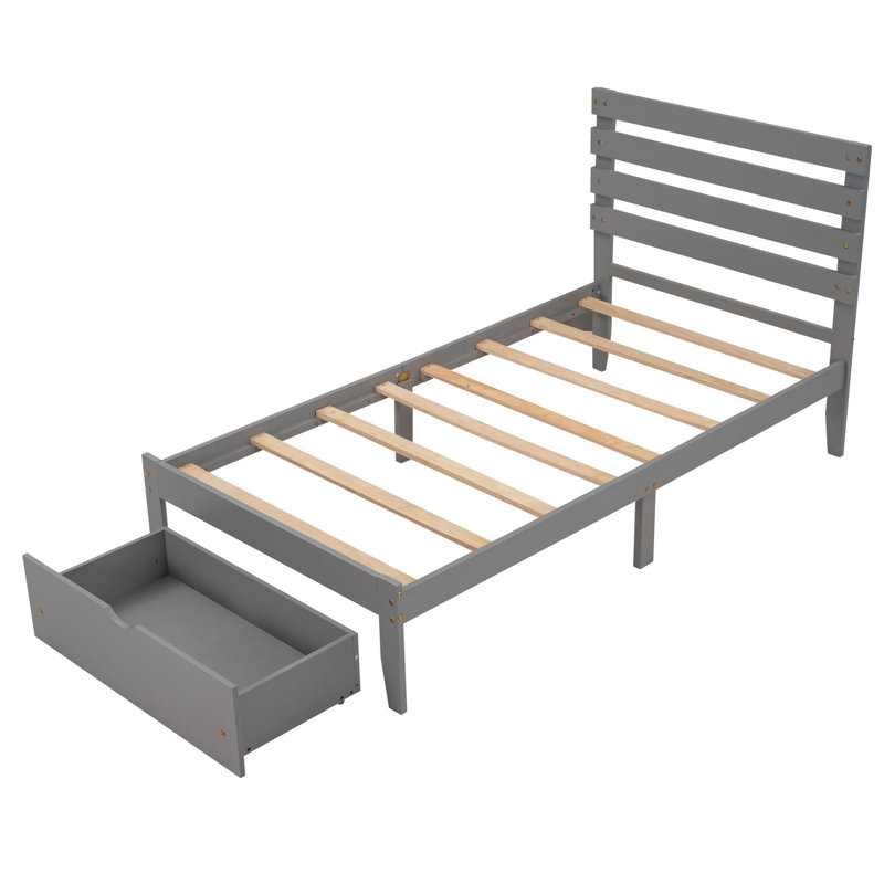 Gemma Slat Storage Bed, Gray, Twin