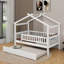 Twin wooden house bed with trundle-922912829