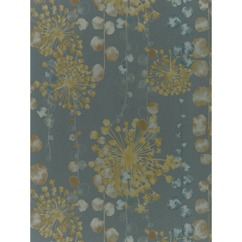 Moku Wallpaper, Graphite/Mustard